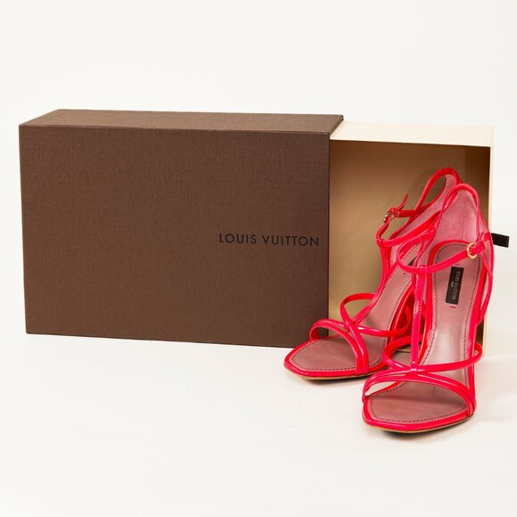 Louis Vuitton Strawberry Rose Pop Patent T-Strap Wedge Sandals - Picture 12 of 12